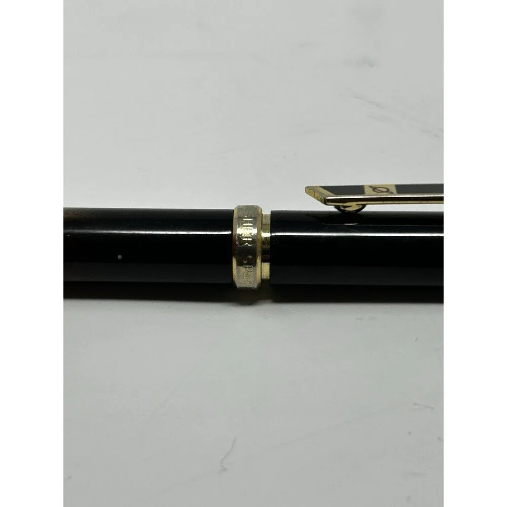 Vintage Fisher Space Pen Black Lacquer Gold Trim Ballpoint Pen PR4F USA Working